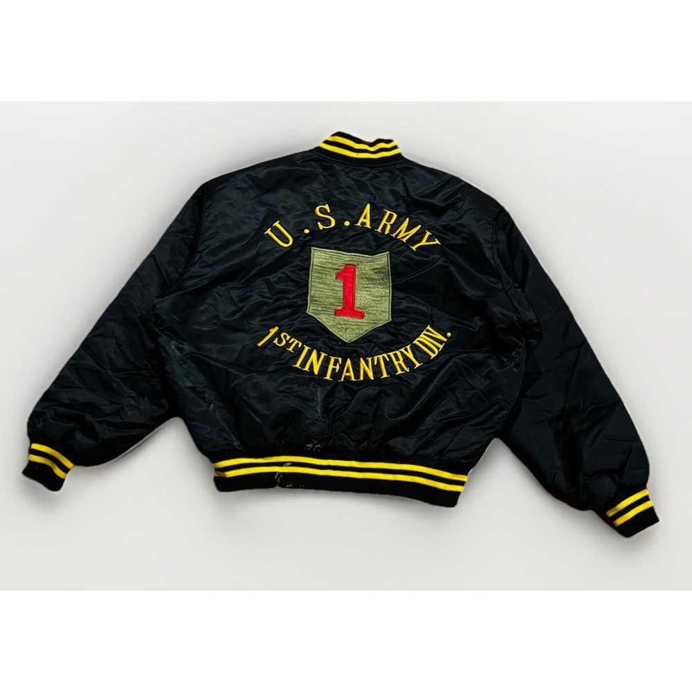 Vintage US Army 1st Infantry Division Souvenir Satin Bomber Jacket XL Flight USA